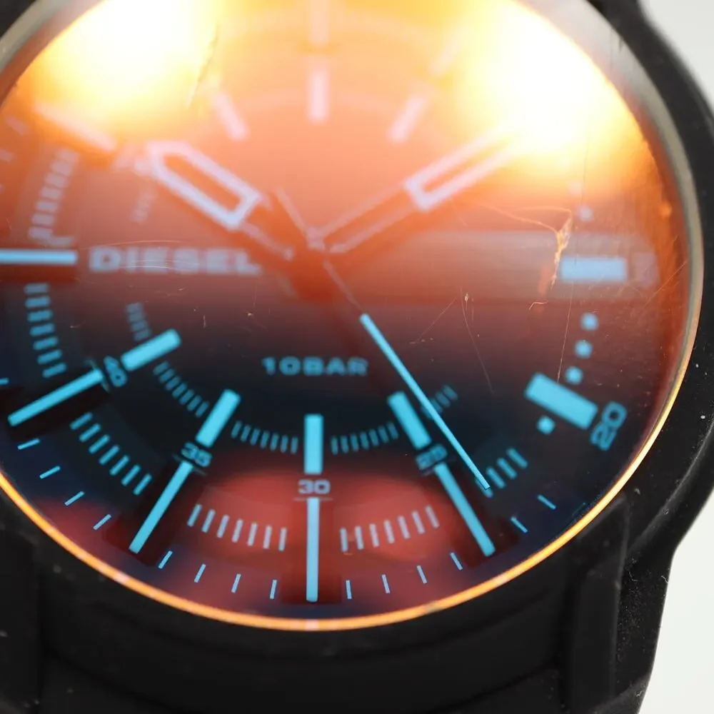 Diesel Armbar Black Mens 44mm Watch Iridescent Crystal DZ1819 w New Battery